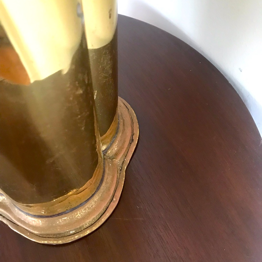 Vintage Brass Umbrella Stand Scalloped Detailing - Picture 4 of 7